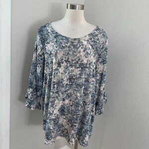 Rose + Olive Womens Plus 3X Lightweight Knit Shirt Tunic Top 3/4 Ruffle Sleeves